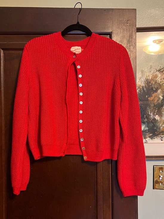 Sonderhaus Sweaters - Sonderhaus Harbor Cardigan in Cherry Red, size M